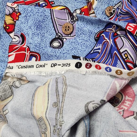 REYN SPOONER Hawaiian Shirt Mens Large Blue Classic Cars The Wonder Gas Route 66 - Picture 12 of 14